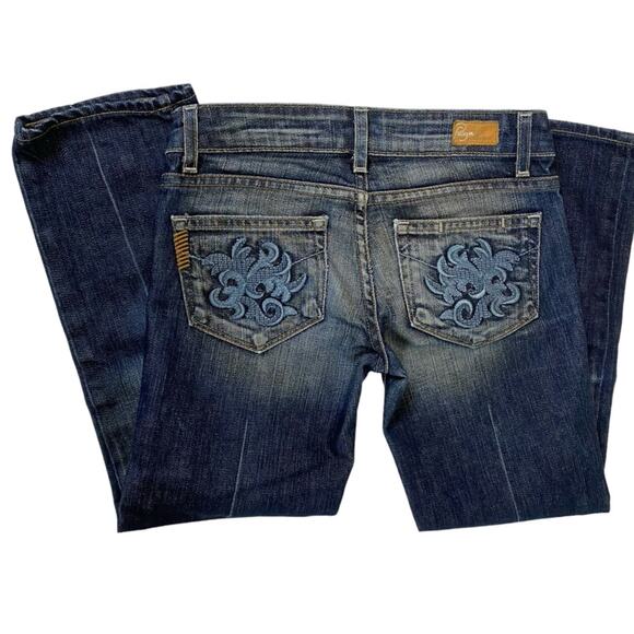 Y2K Vintage PAIGE Laurel Canyon Crop Capri Jeans Embroidered Back Pockets sz 24 - Picture 1 of 12